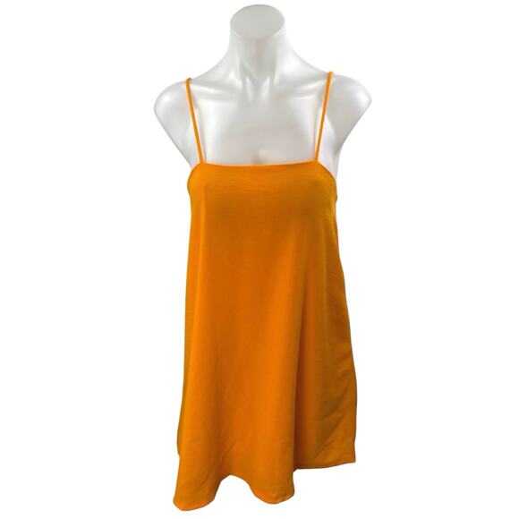 Zara Women's Orange Sleeveless Cami Camisole Square Neck Mini A-Line Dress Sz S - Picture 1 of 3
